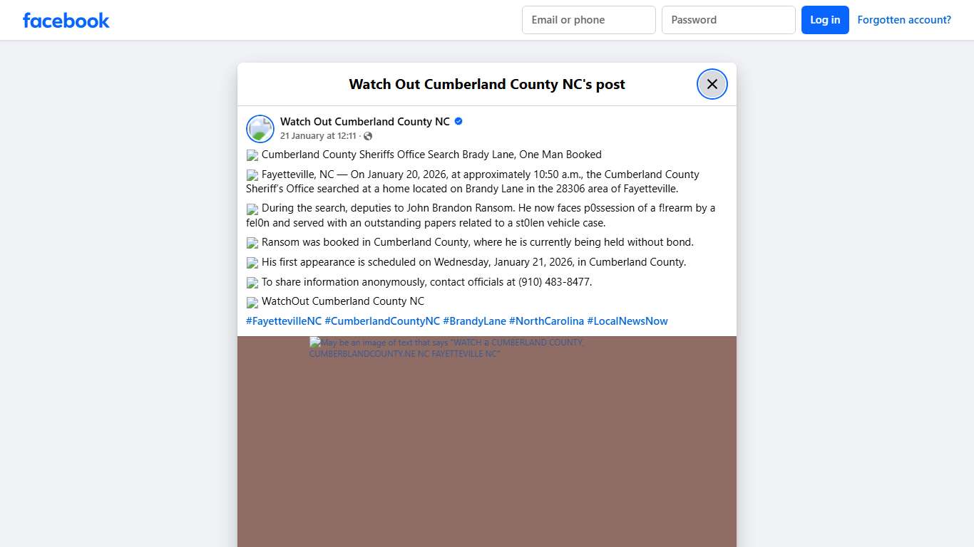 🚔 Cumberland County... - Watch Out Cumberland County NC Facebook