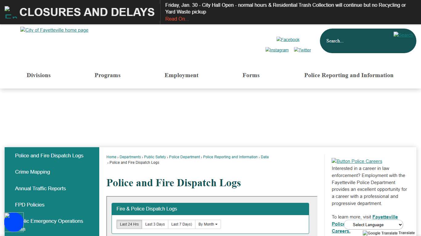 Police and Fire Dispatch Logs Fayetteville, AR - Official Website